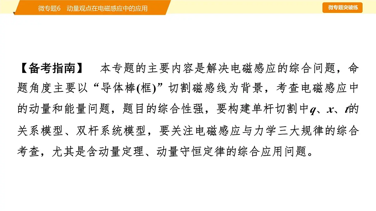 2025年高考物理二轮专题复习课件 16 第一阶段 专题四 微专题6 动量观点在电磁感应中的应用第2页