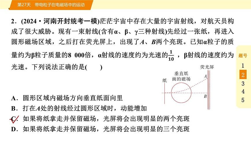 2025年高考物理二轮专题复习课件 39 第二阶段 层级二 第27天 带电粒子在电磁场中的运动第5页