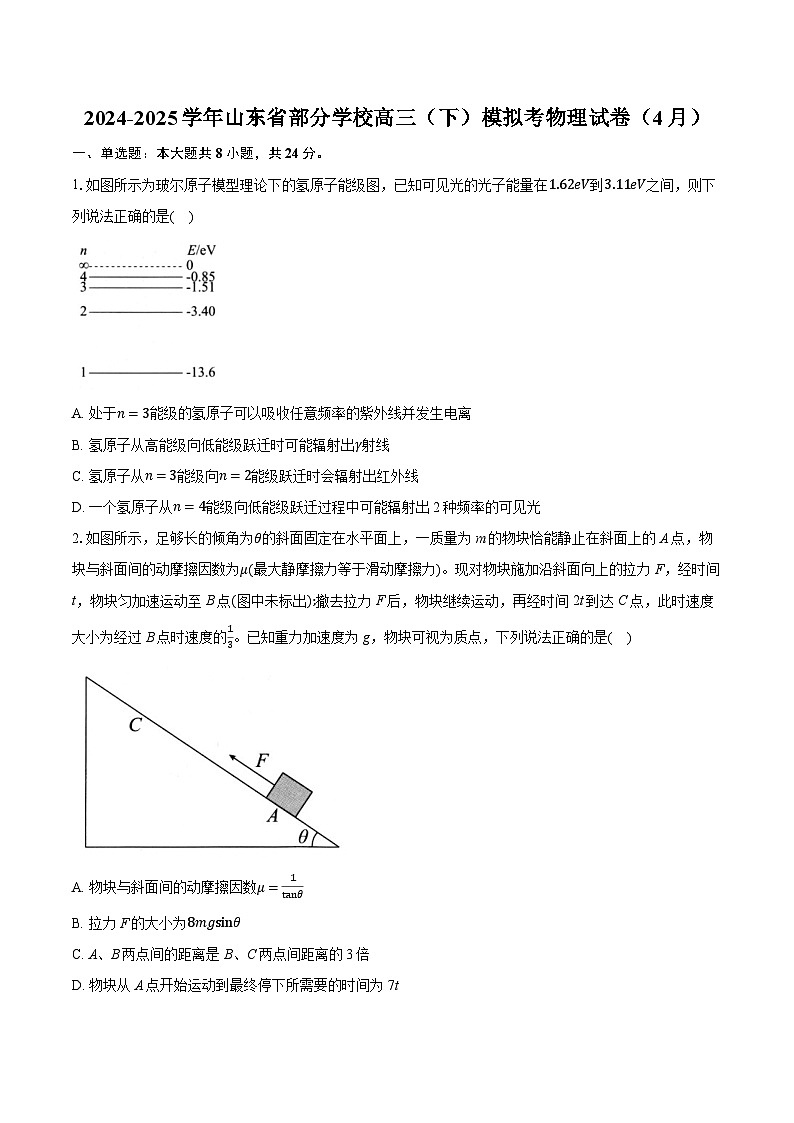 2024-2025学年山东省部分学校高三（下）模拟考物理试卷（4月）（含详细答案解析）第1页