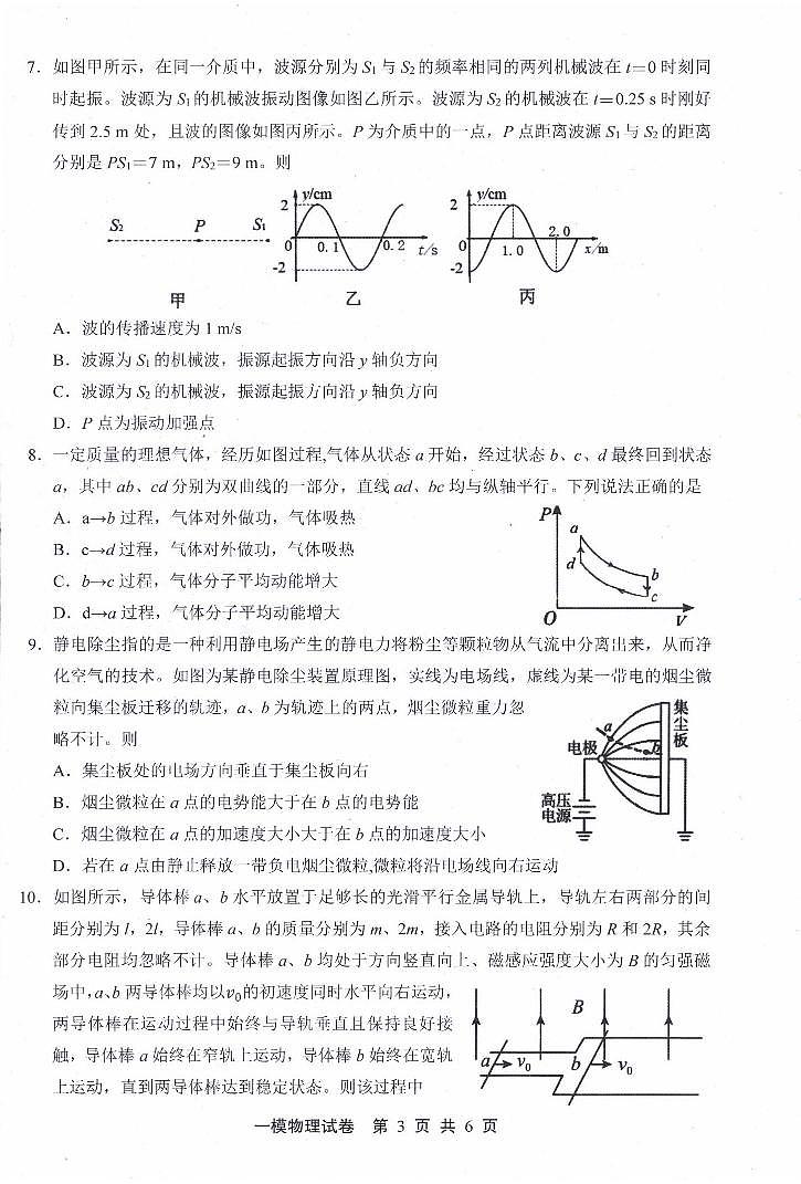 江西省上饶市2024届高三下学期第一次高考模拟考 物理试卷（含答案）第3页