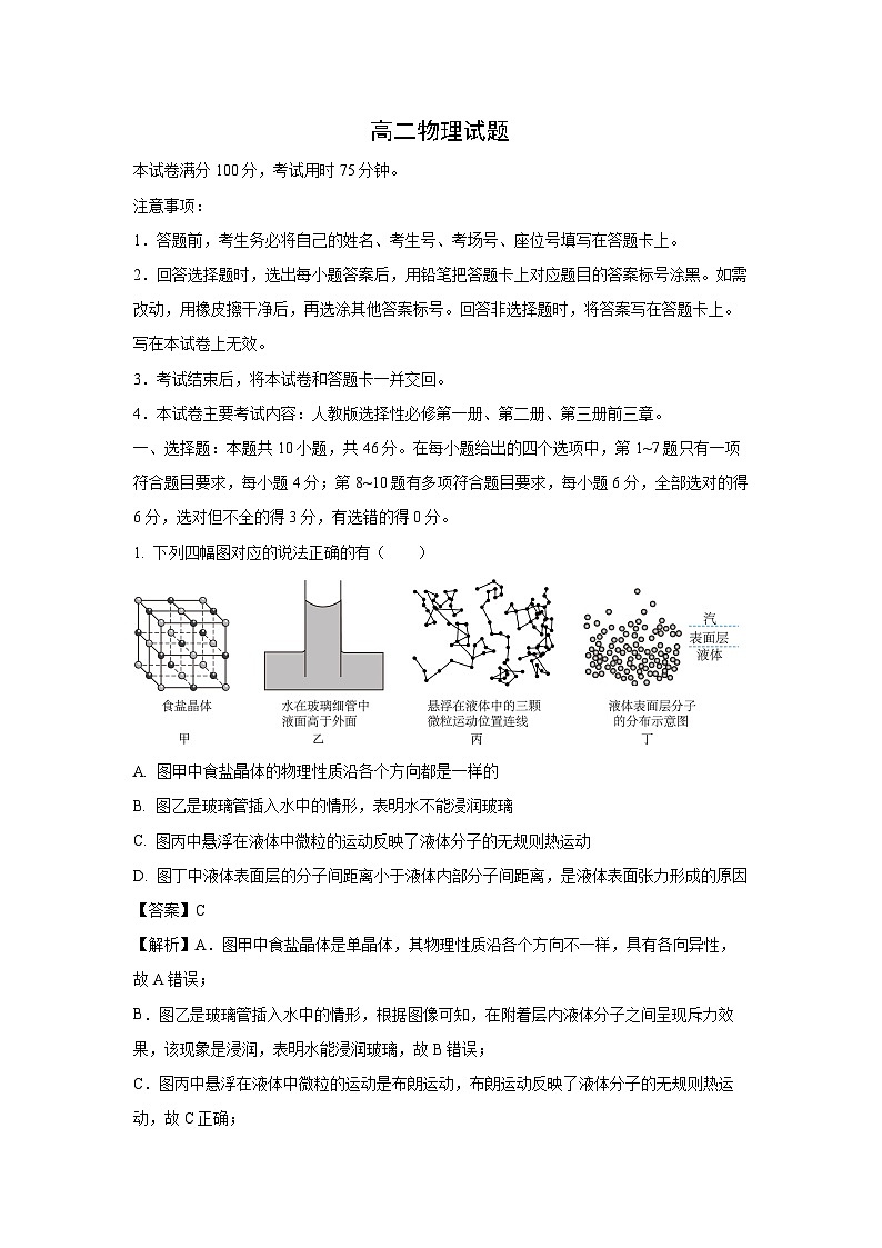 山西省临汾市部分学校2023-2024学年高二下学期期末考试物理试题（解析版）第1页