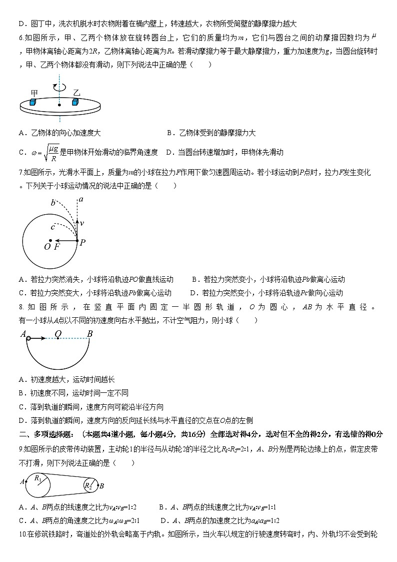 四川省眉山市东坡区多悦高级中学校2023-2024学年高一下学期4月期中考试物理试题（含答案）第2页