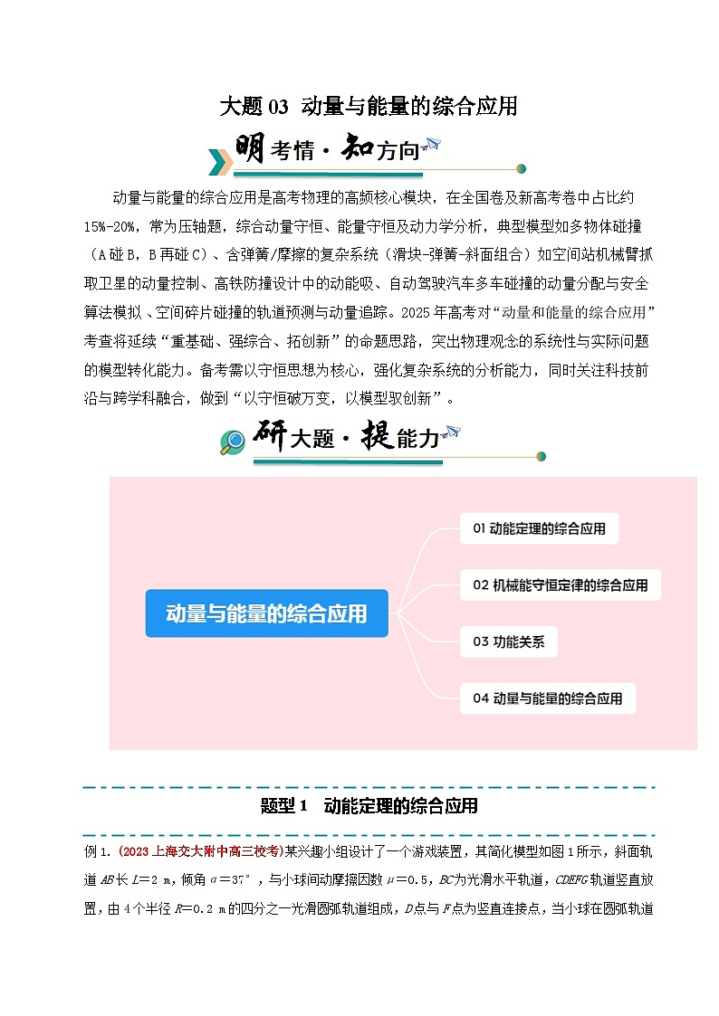 备战2025年高考物理大题突破（全国通用）大题03动量与能量的综合应用（解析版）第1页