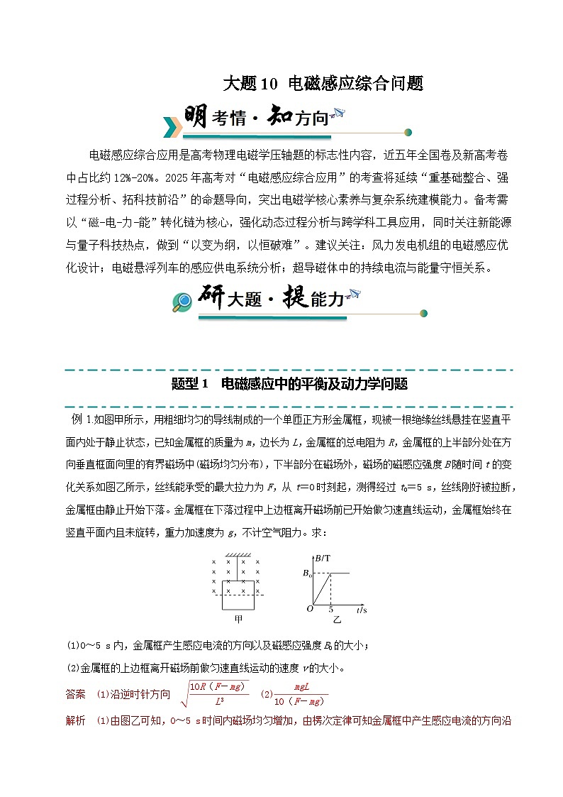 冲刺2025年高考物理大题突破（新高考通用）大题10电磁感应综合问题（解析版）第1页