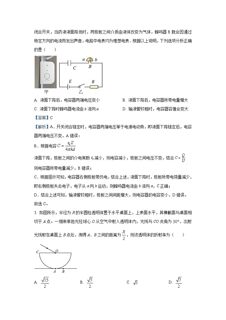 2025届河南省H20高中联盟高三下学期4月联考物理试卷（解析版）第2页