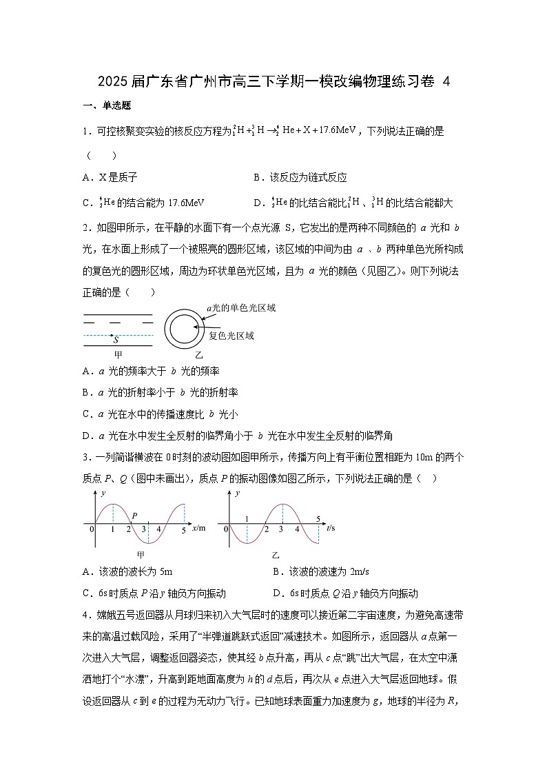 2025届广东省广州市高三下学期一模改编练习卷4物理试卷（解析版）第1页