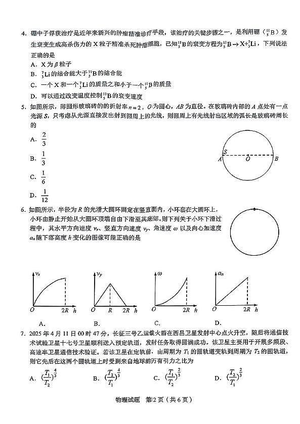 2025届安徽合肥示范中学高三下学期5月质检（三模）物理试题第2页