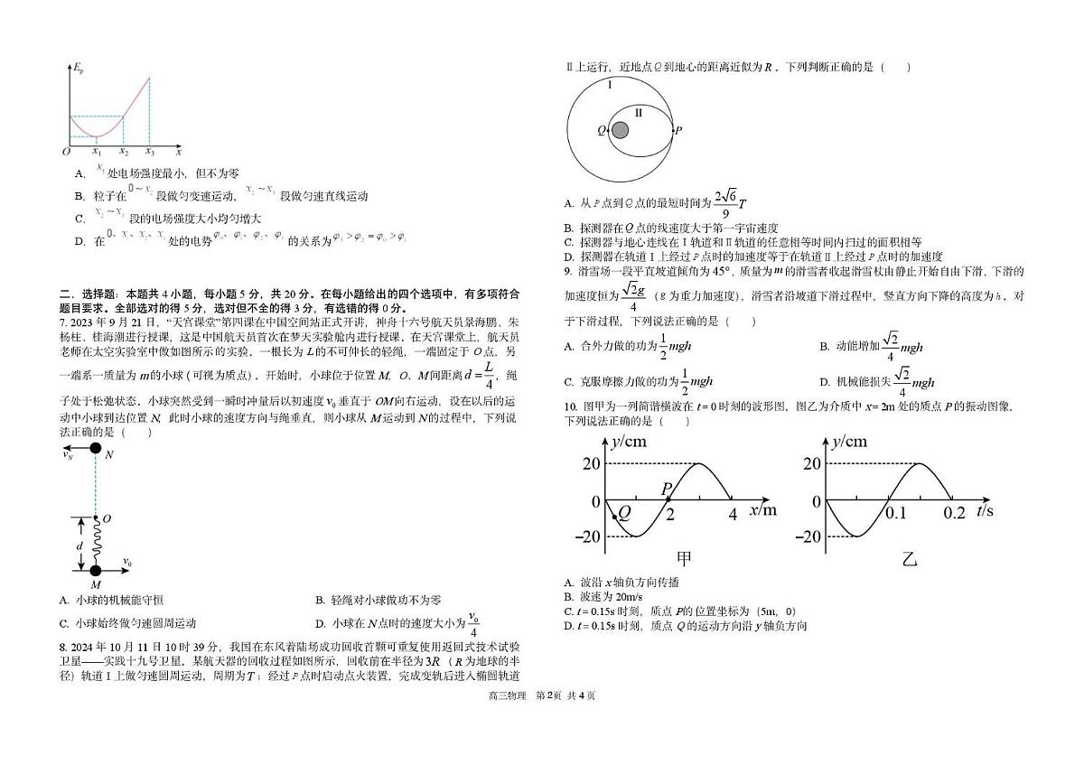 2025届湖南省长沙麓山国际实验学校高三下学期5月模拟考试物理试题（高考模拟）第2页