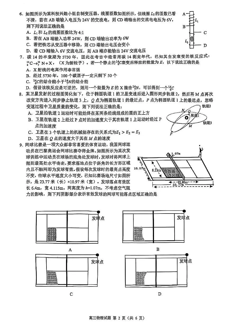 2025届浙江省县域教研联盟2024-2025学年高三下学期5月模拟考试物理试题（高考模拟）第2页