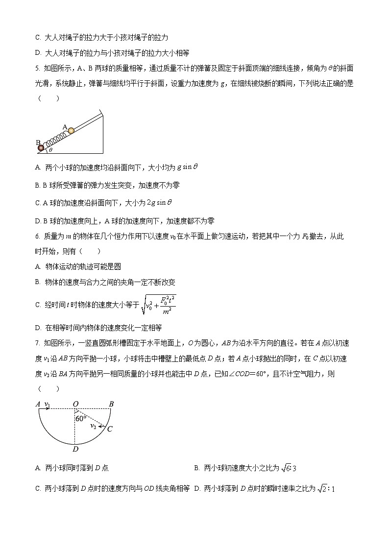 湖北省随州市部分高中2024-2025学年高一下学期2月月考物理试题（原卷版+解析版）第3页