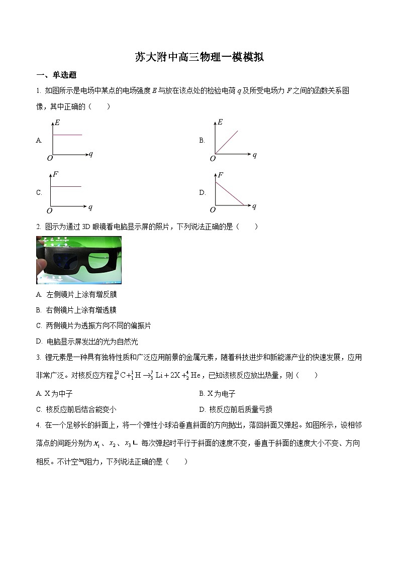 江苏省苏州市苏大附中2024-2025学年高三下学期3月月考物理试题（原卷版+解析版）第1页