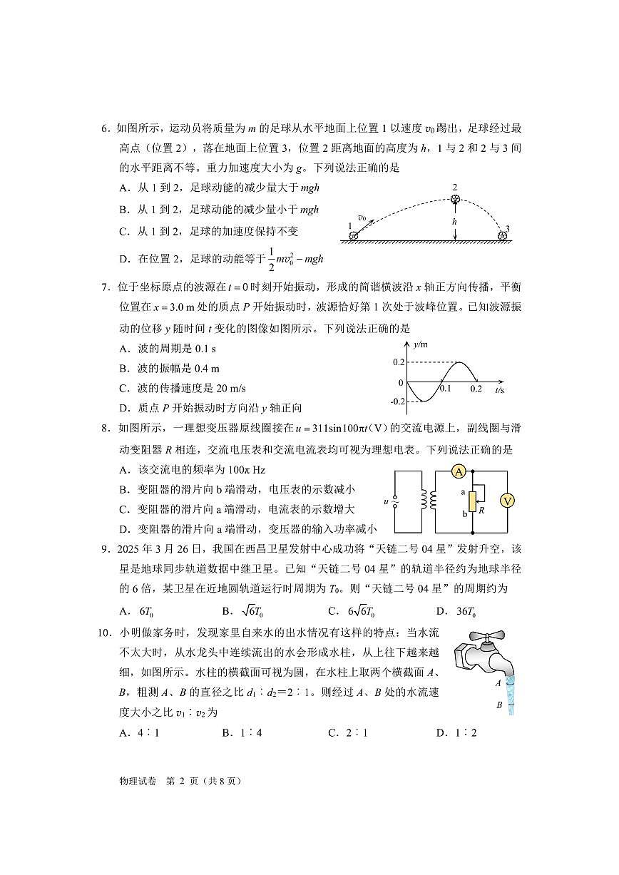 2025届北京市昌平区高三二模 物理试题及答案第2页