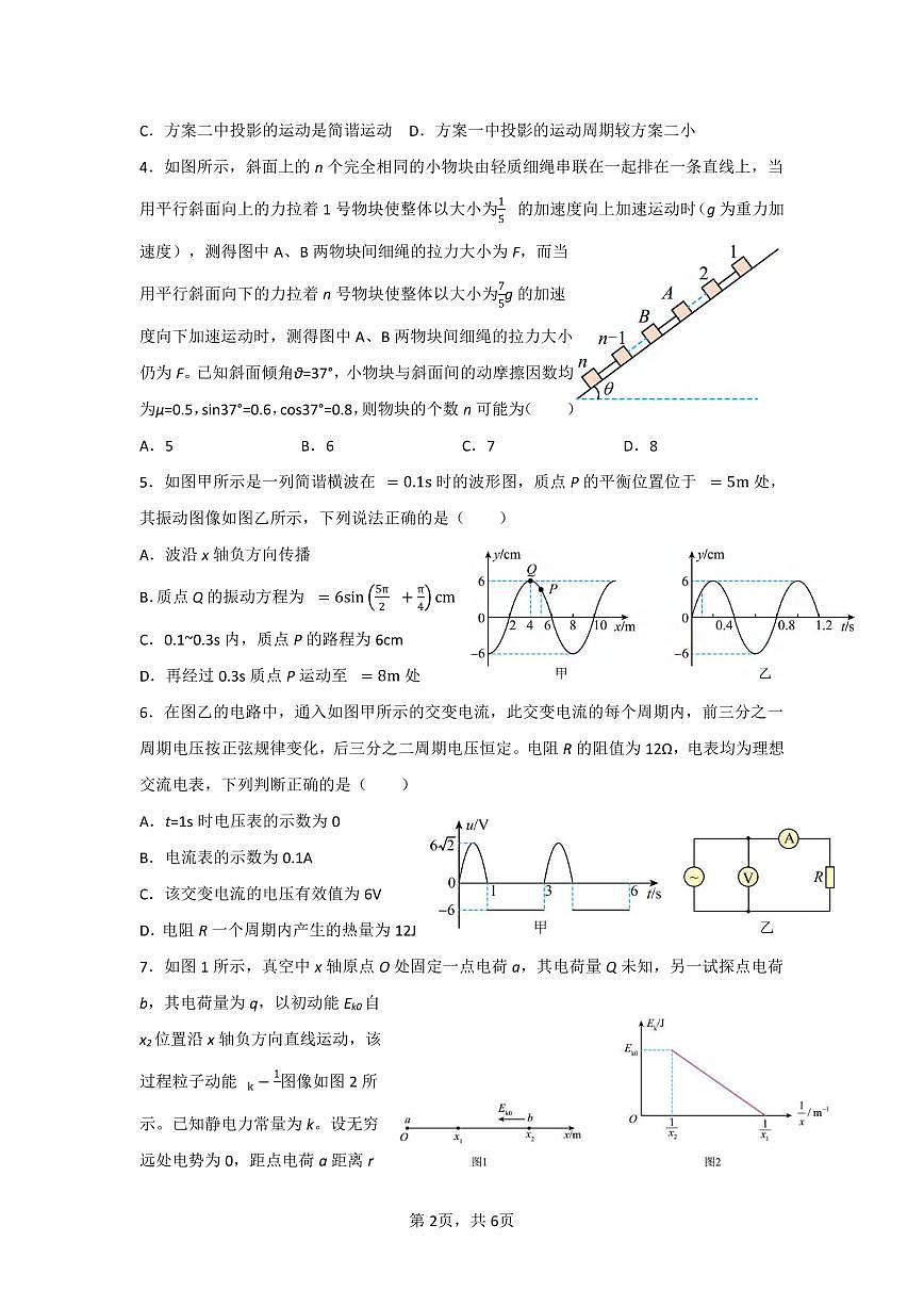 物理丨湖北省襄阳五中2025届高三下学期5月适应性考试（一）试卷及答案第2页