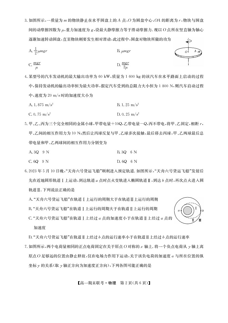 江西省南昌市等5地2022-2023学年高一下学期期末考试物理试题（含答案）第2页