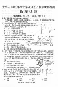 2025届龙岩市高三下学期五月质检物理试题+答案