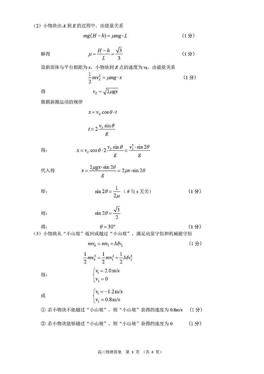 浙江省诸暨市2024-2025学年高三下学期5月适应性考试物理试题答案第3页