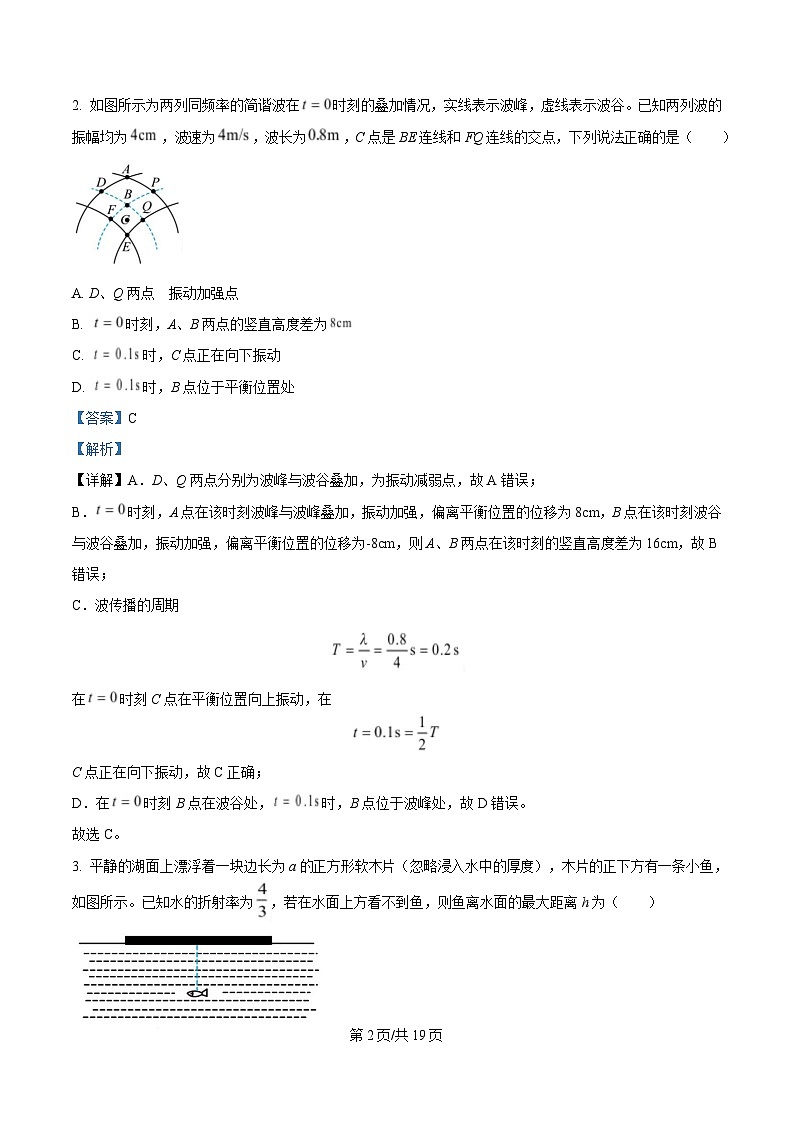安徽省亳州市第二完全中学2024-2025学年高二下学期第一次月考物理试卷（A卷） Word版含解析第2页