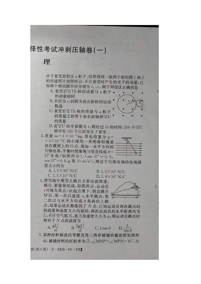 2024届高三下学期5月高考冲刺压轴卷（一）物理试卷（含答案）第2页