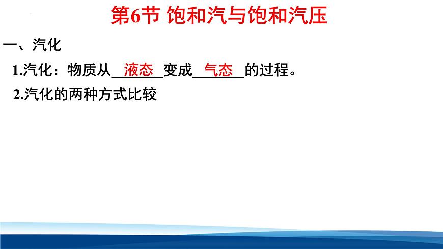 人教版高中物理选择性必修三 2-6 饱和汽与饱和汽压.物态变化 课件第3页