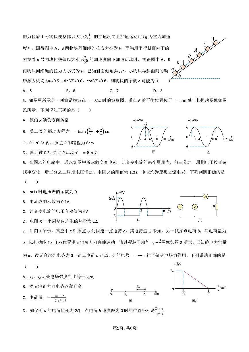 2025届湖北省襄阳市第五中学高三下学期高考适应性考试（一）物理试题（高考模拟）第2页
