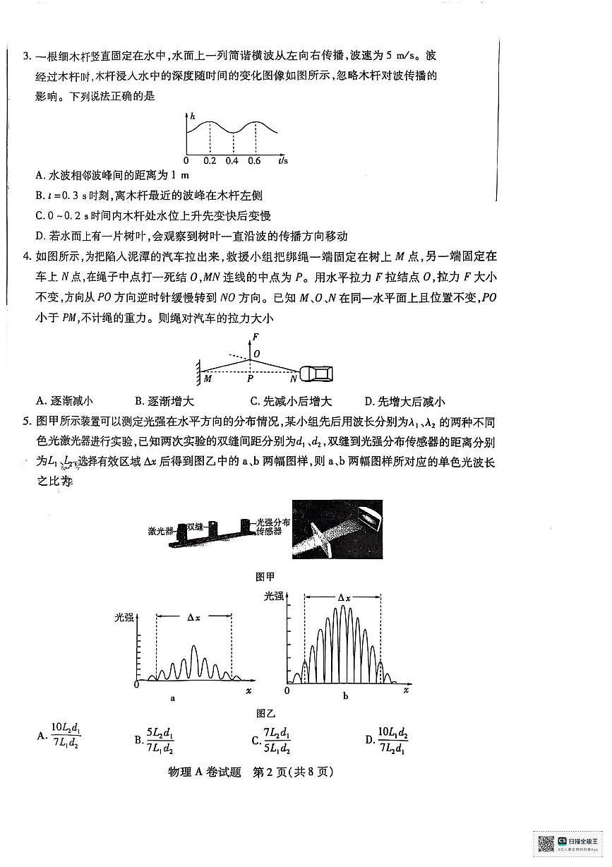 2025届陕西省安康市联考高三下学期模拟预测物理试题（高考模拟）第2页