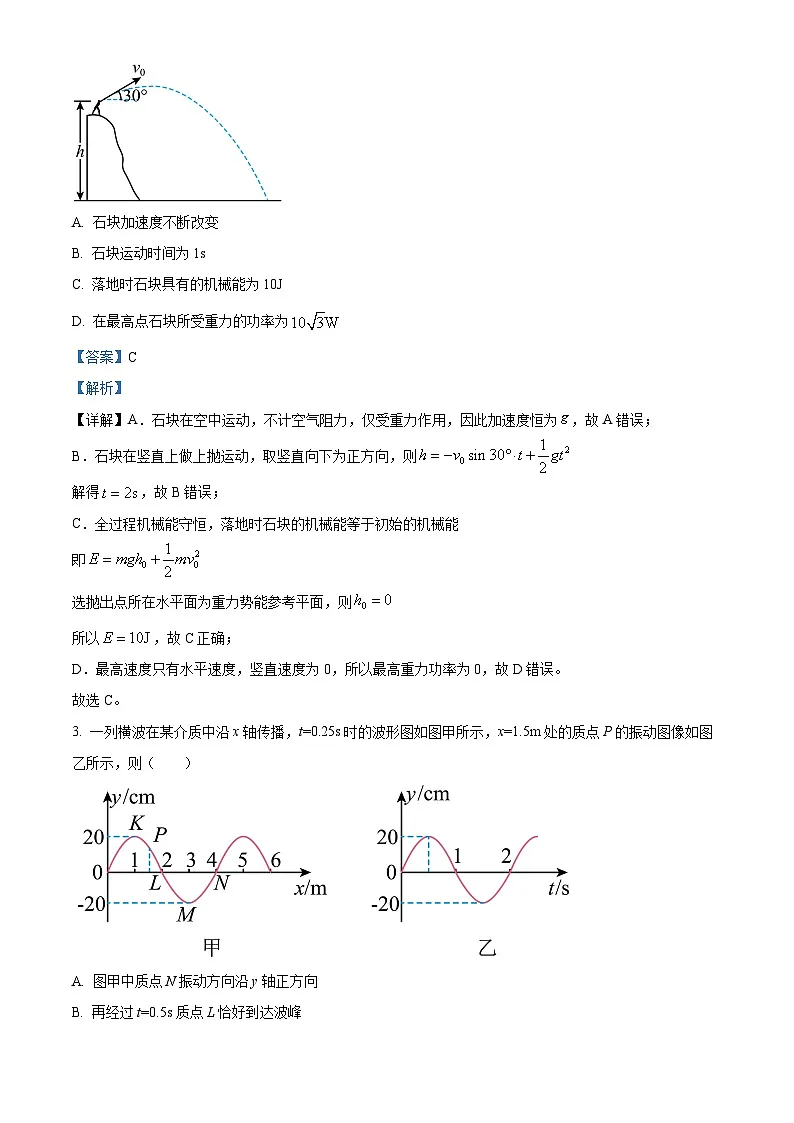 2025届安徽省池州市普通高中高三下学期教学质量统一监测物理试卷 Word版含解析第2页