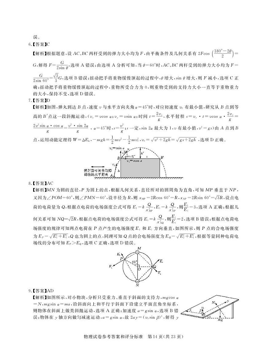 2025年湖北省新高考信息卷（三）物理答案第2页