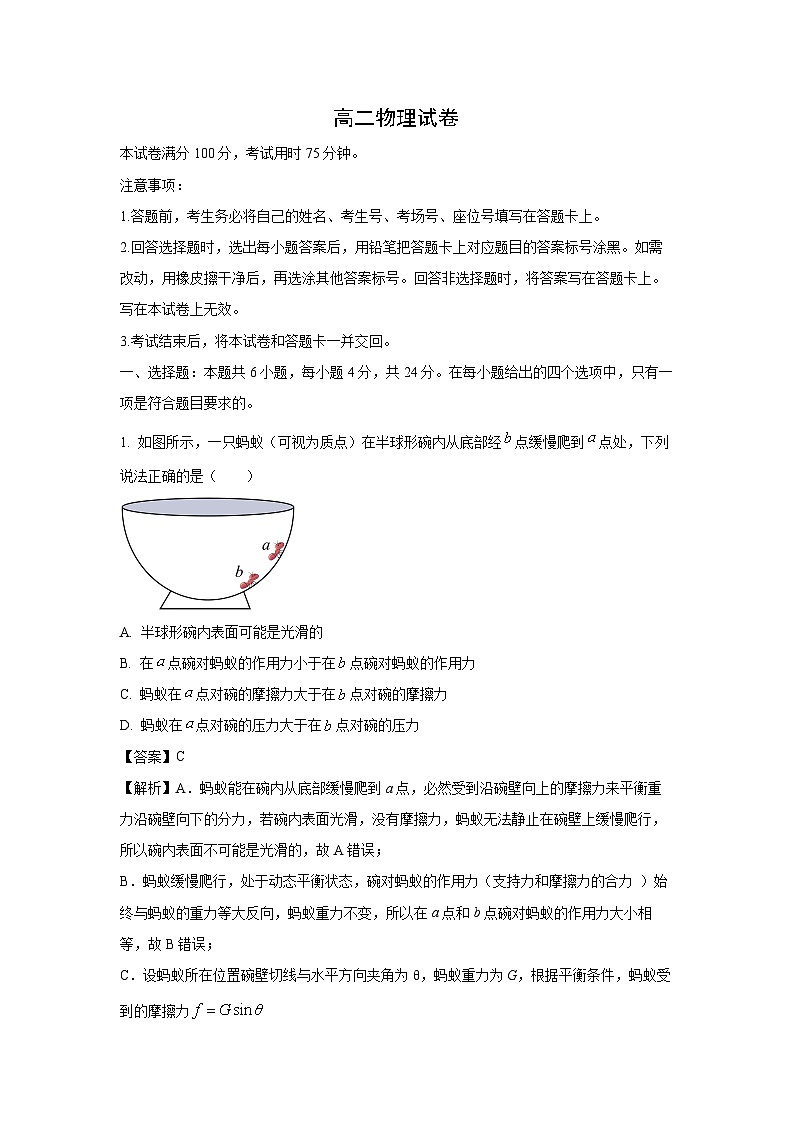 湖南省多校2024-2025学年高二下学期3月月考物理试题（解析版）第1页