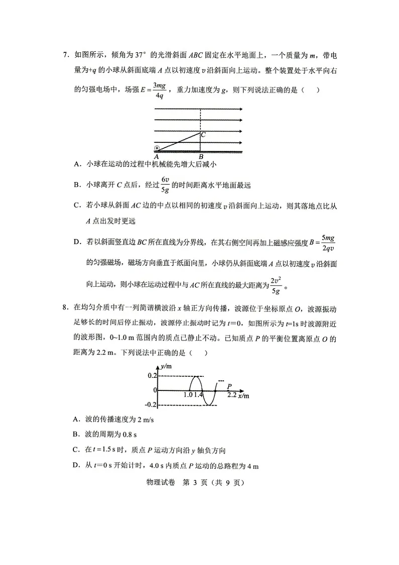 2025届辽宁省部分重点中学协作体高三下学期模拟考试（图片版）物理试题第3页