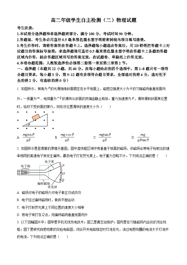 山东省菏泽市鄄城县第一中学2024-2025学年高二下学期4月月考物理试题（原卷版+解析版）第1页