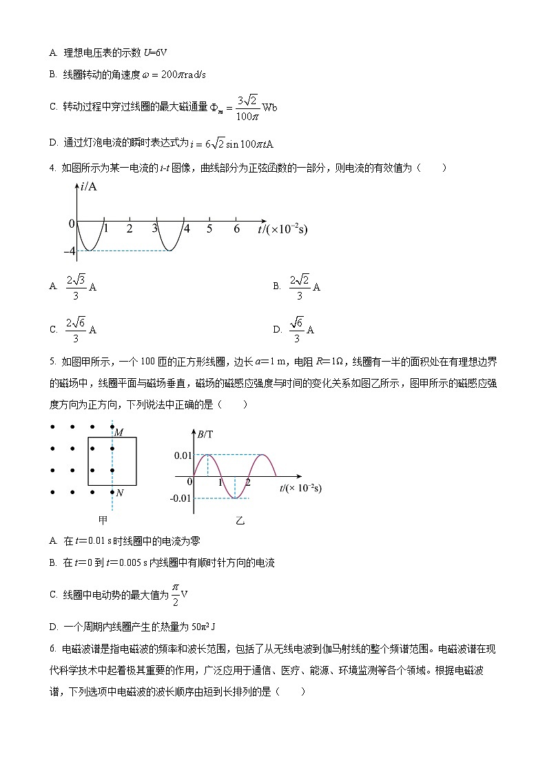 四川省巴中市2024-2025学年高二下学期3月月考物理试题（原卷版+解析版）第2页