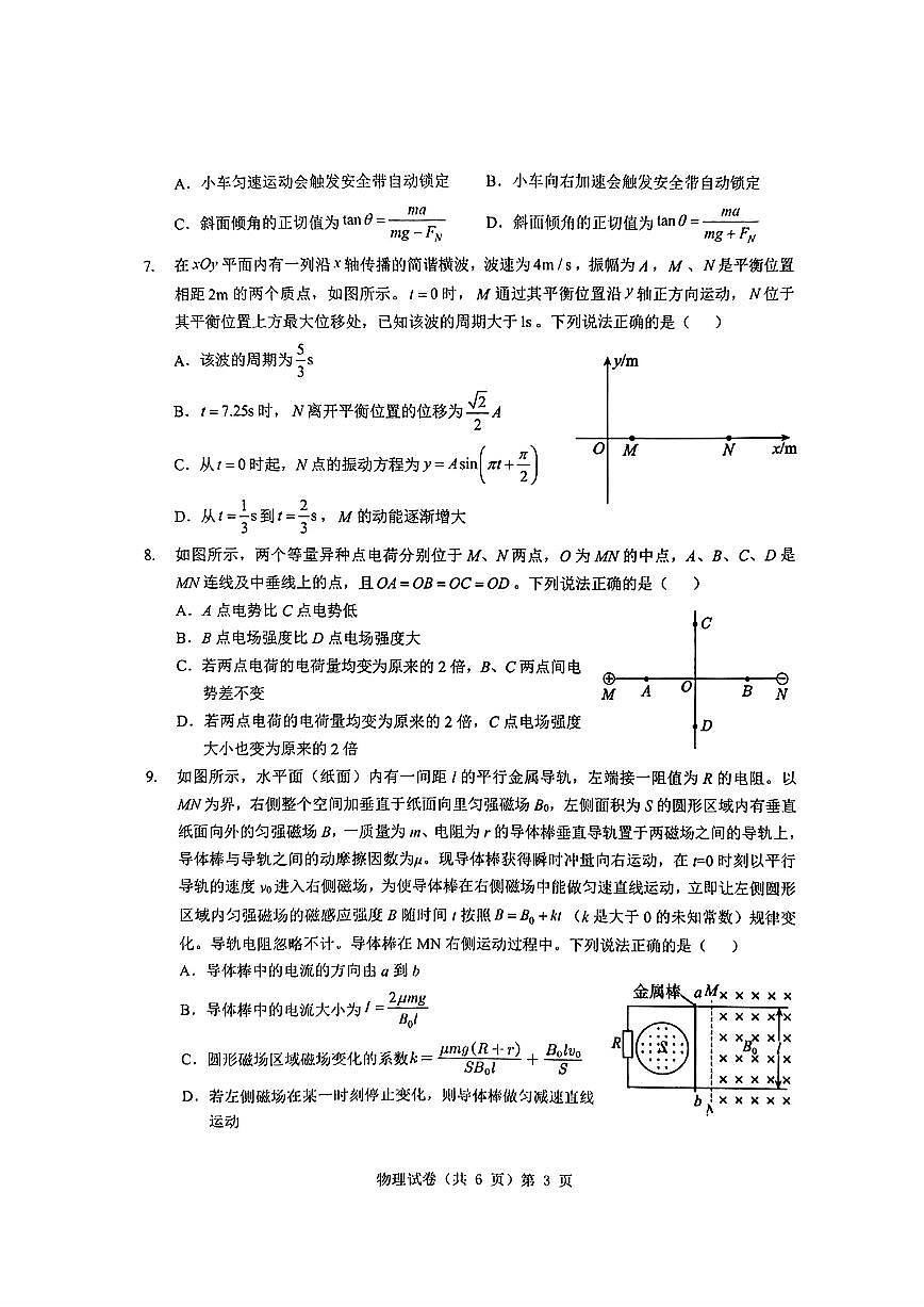 湖北省“新八校”协作体2025届高三下学期5月壮行考试-物理试卷+答案第3页