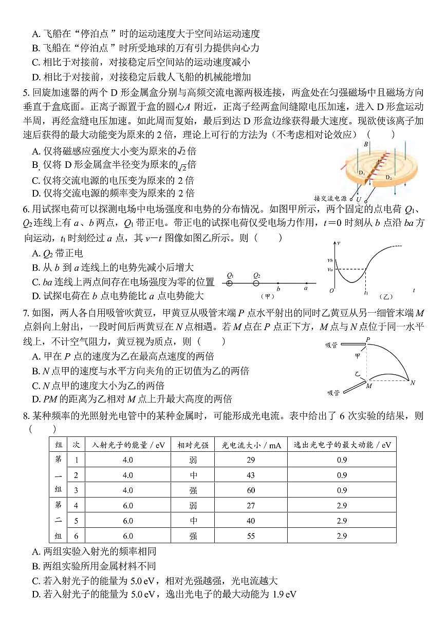 物理丨黑龙江省哈尔滨六中2025届高三下学期5月第四次模拟试卷及答案第2页