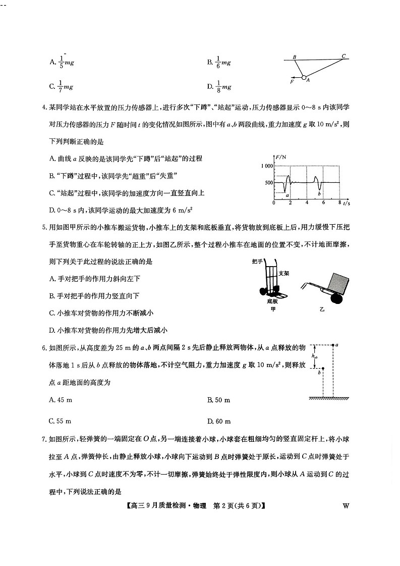 2025届九师联盟高三9月质量检测-物理（含答案）第2页
