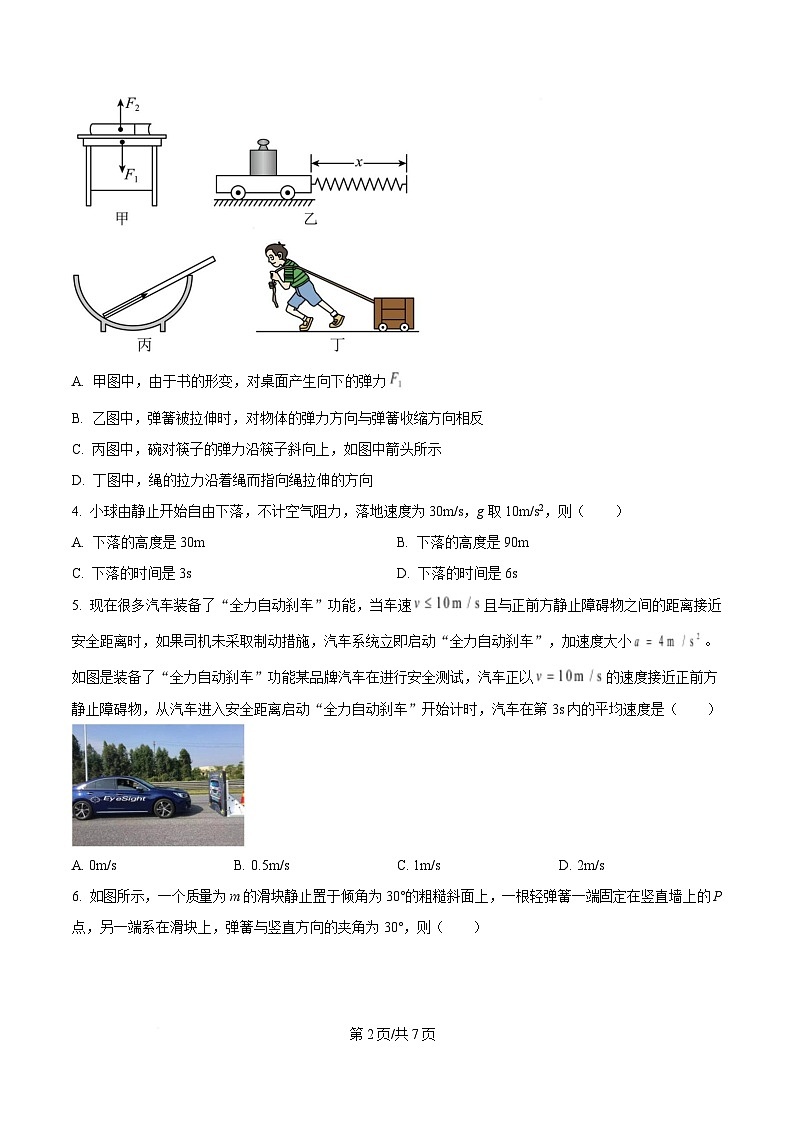 黑龙江省哈尔滨市第四中学校2024-2025学年高一上学期期中联合考试物理试卷（原卷版）第2页