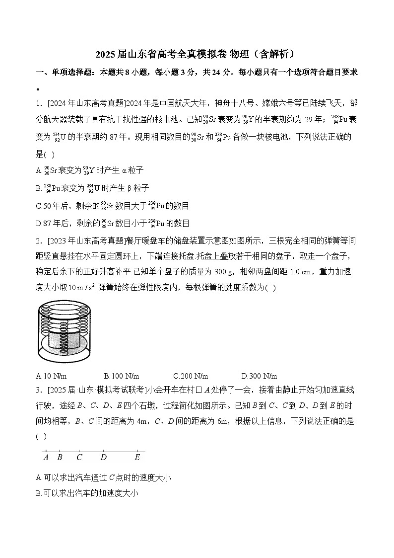 2025届山东省高考全真模拟卷 物理（含解析）第1页