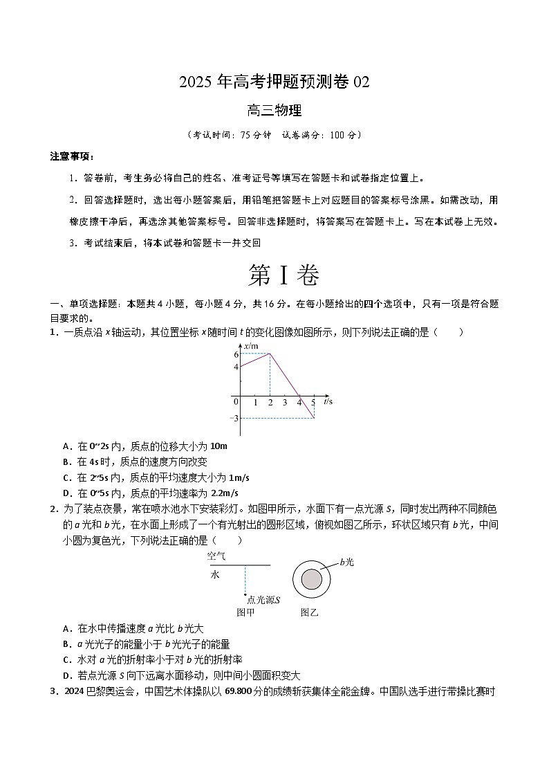 2025年高考押题预测卷：物理（福建卷02）（考试版）第1页