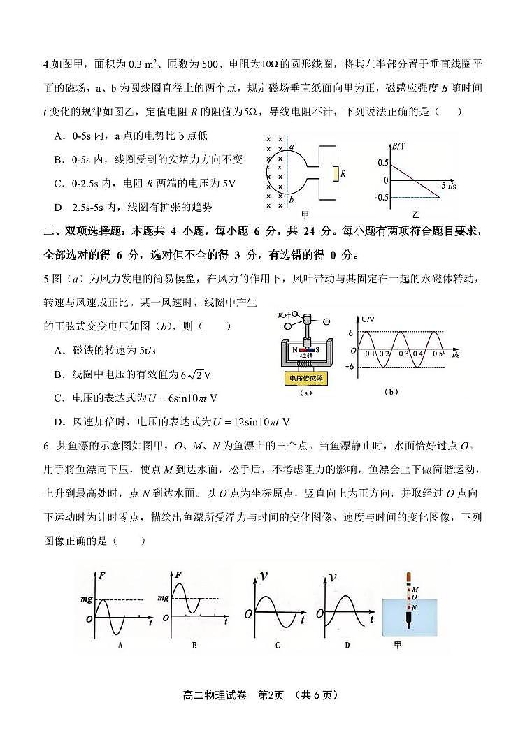 福建省漳州市十校联盟2024-2025学年高二下学期期中考试物理试卷（PDF版附答案）第2页