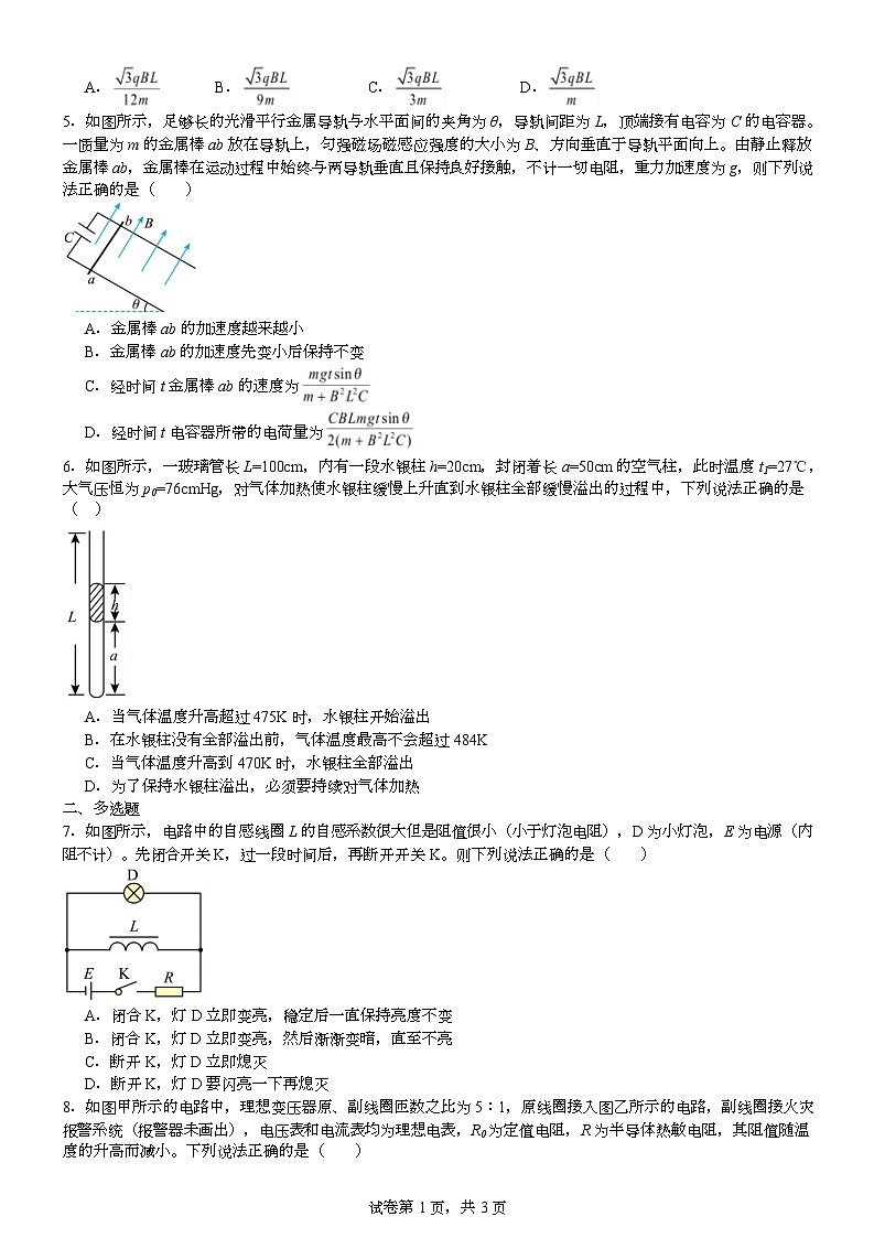 湖南省衡阳市第八中学2024-2025学年高二下学期期中考试物理试卷（Word版附解析）第2页