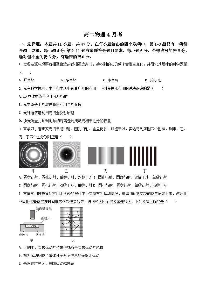 吉林省梅河口市第五中学2024-2025学年高二下学期4月月考物理试卷（Word版附答案）第1页