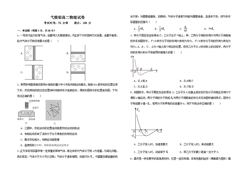 江西省上饶市弋、铅、横联考2024-2025学年高二下学期5月月考物理试卷第1页