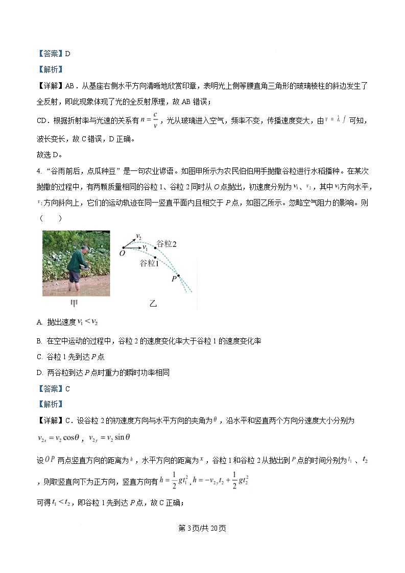 2025届重庆市南开中学高三下学期5月质量检测（八）物理试题 （解析版）第3页