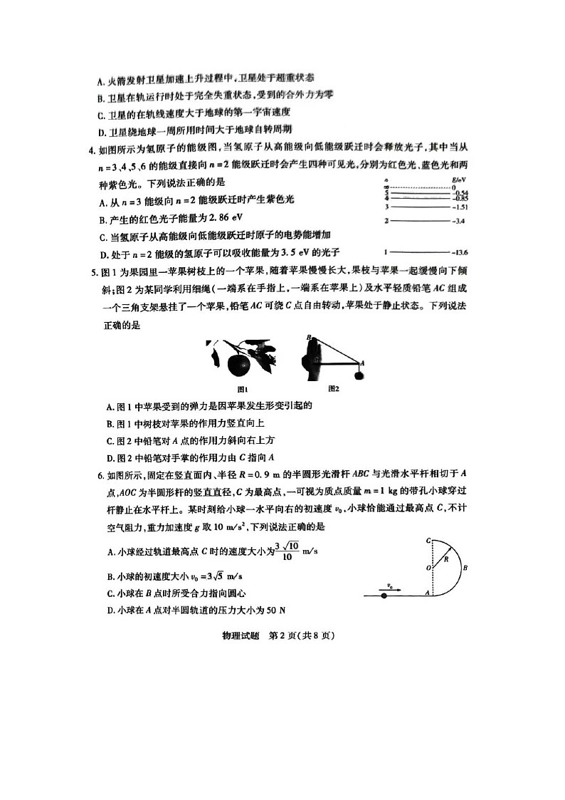 2025届海南省多校高三下学期高考模拟考试（三模）（图片版）物理试题第2页