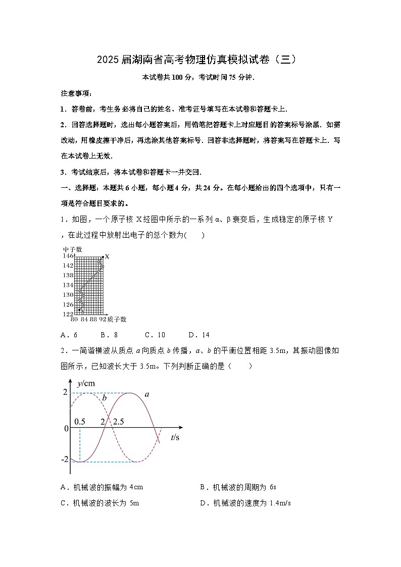2025届湖南省高考仿真模拟（三）物理试题（解析版）第1页
