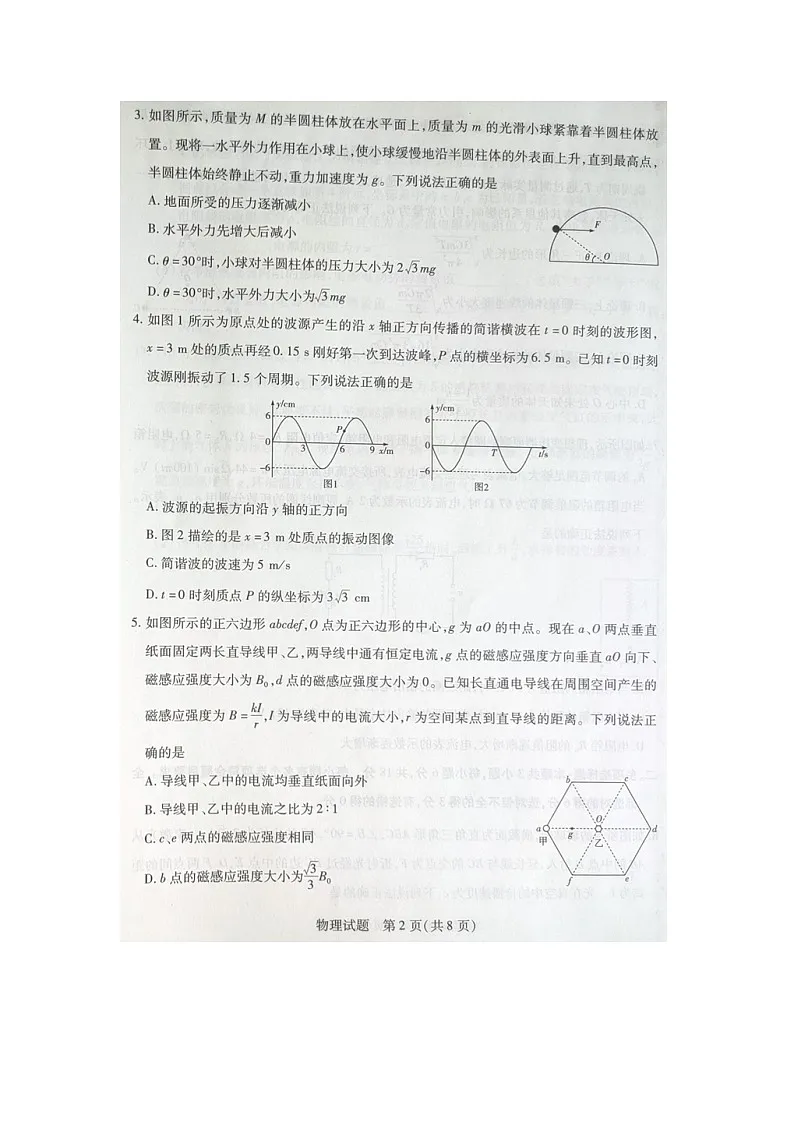 2025届河南省天一小高考高三下学期第四次考试（图片版）物理试题第2页
