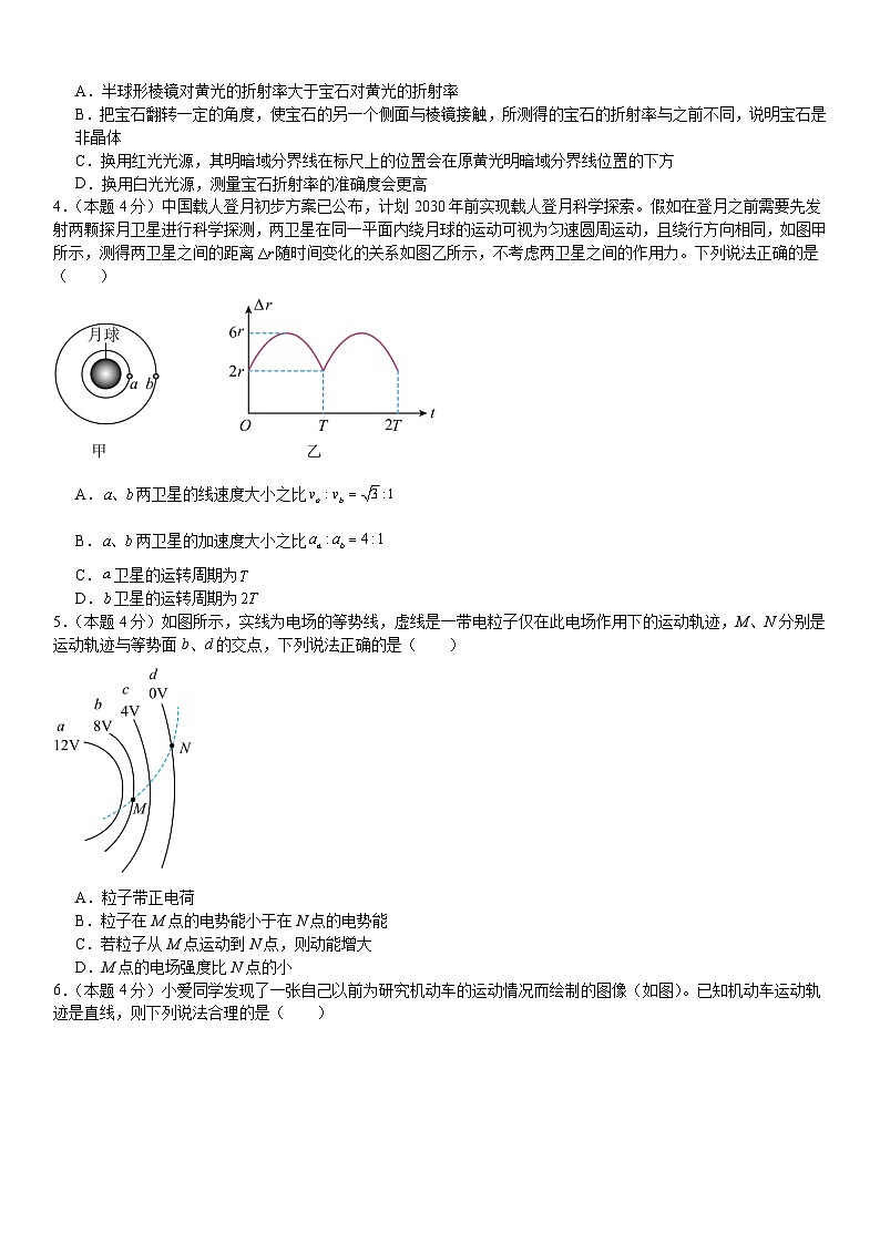 2025届长沙市岳麓实验中学高三下学期一模试卷 物理（含答案）第2页