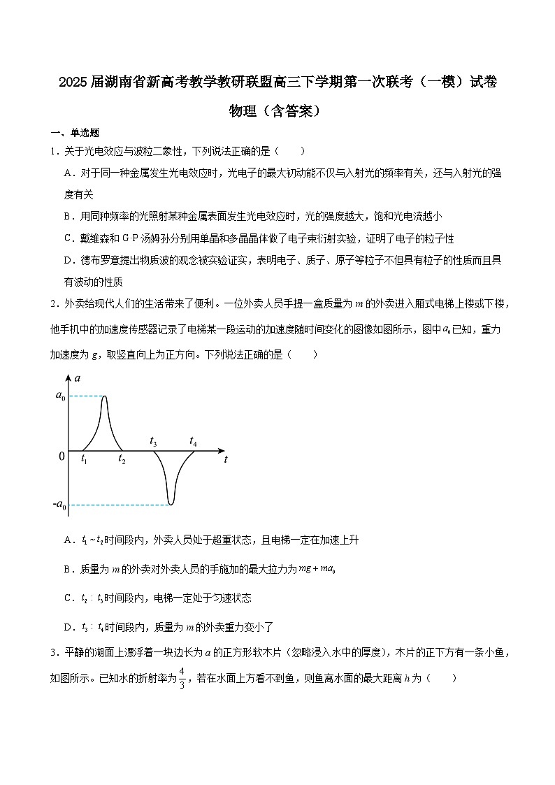 2025届湖南省新高考教学教研联盟高三下学期第一次联考（一模）试卷 物理（含答案）第1页