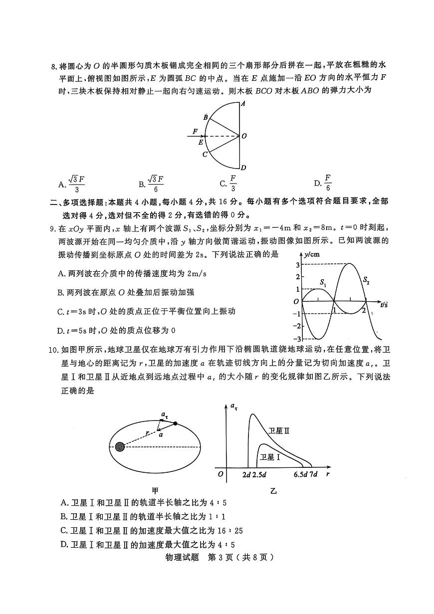 2025年山东省济宁市高三物理高考三模试题及其答案第3页