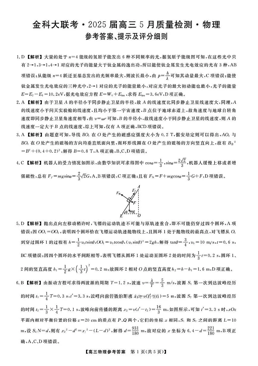 物理试题卷答案第1页