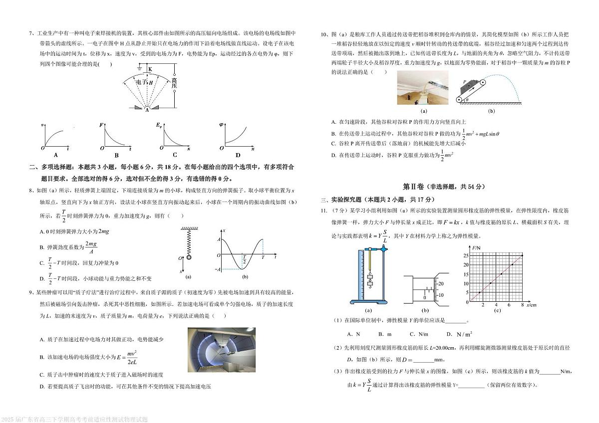2025年高考考前适应性测试物理试题（含答案）第2页